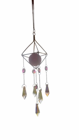 Krystall heng med rosenquarts